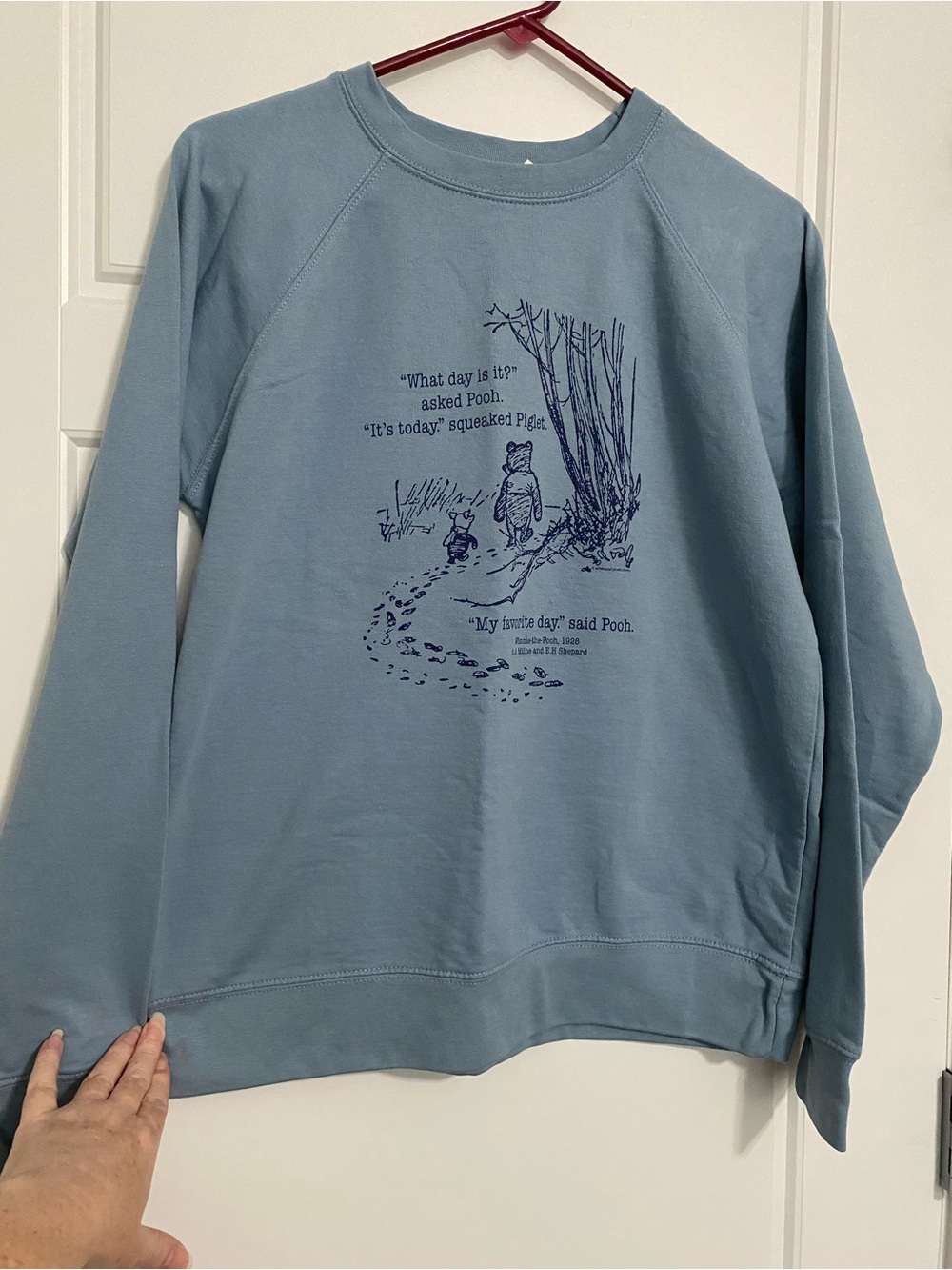 Light Blue Women’s Crewneck Sweatshirt with Winnie the Pooh and Piglet